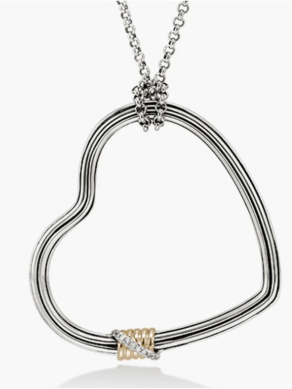 Sterling Silver Heart Outline PENDANT with Gold Accent